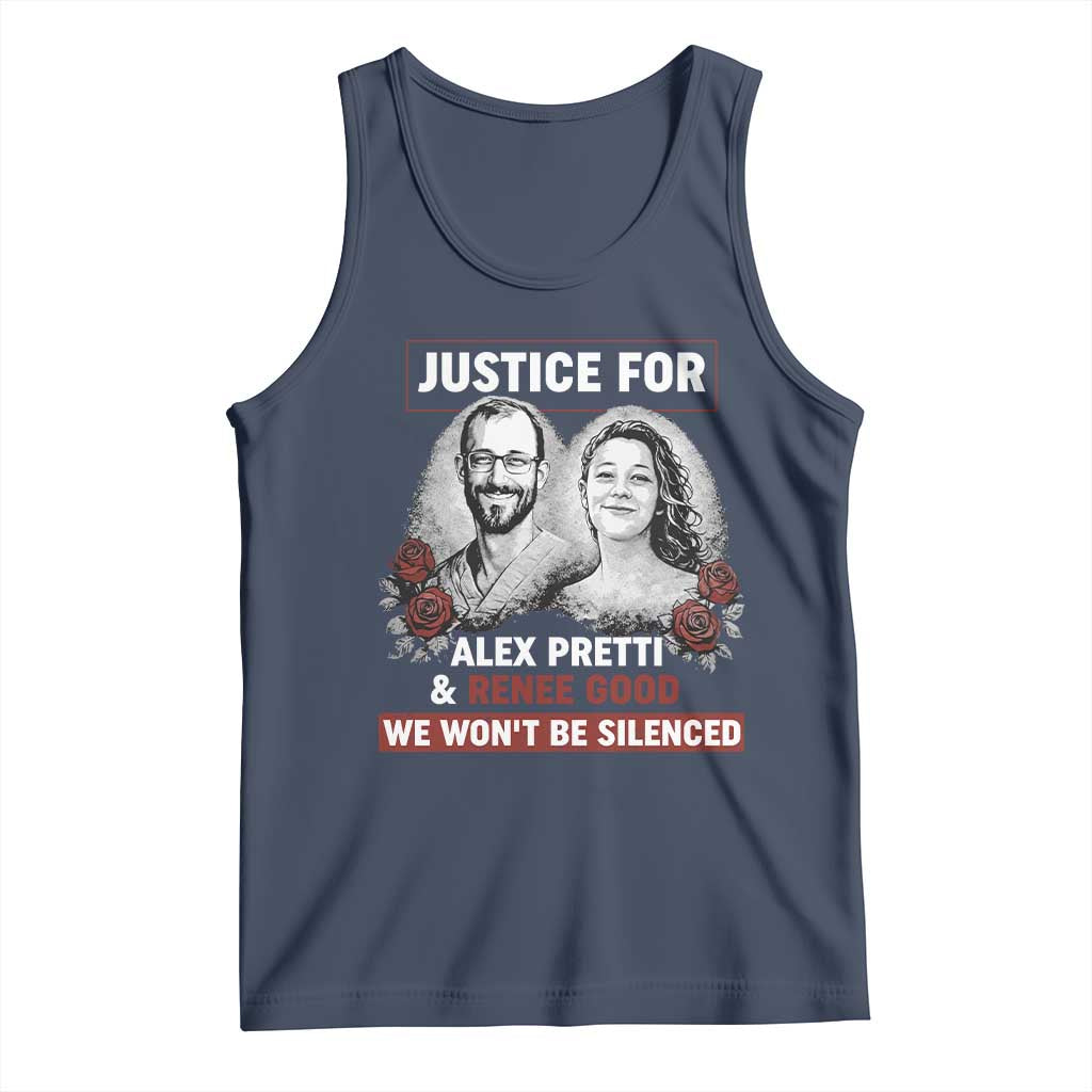 Justice for Alex Pretti and Renee Good Tank Top We Won’t Be Silenced Minnesota Resistance Protest