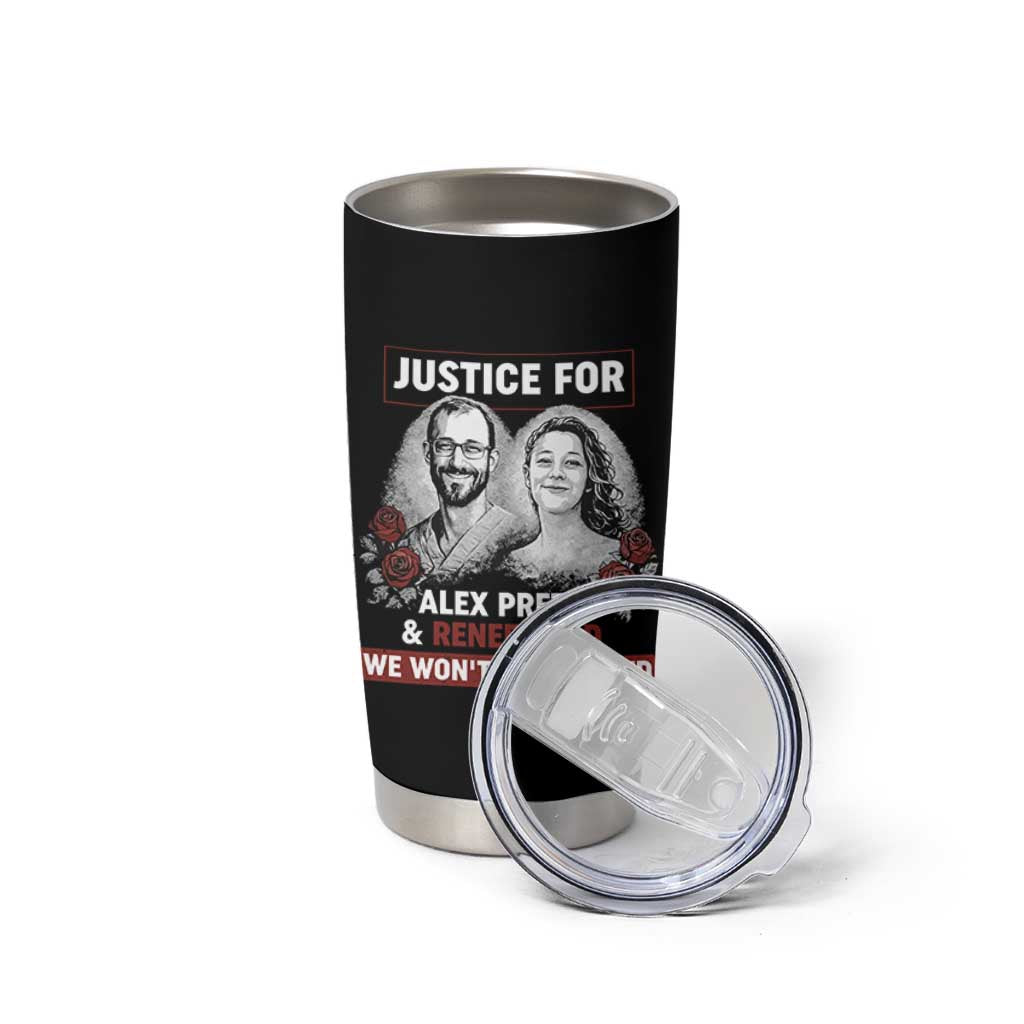 Justice for Alex Pretti and Renee Good Tumbler Cup We Won’t Be Silenced Minnesota Resistance Protest