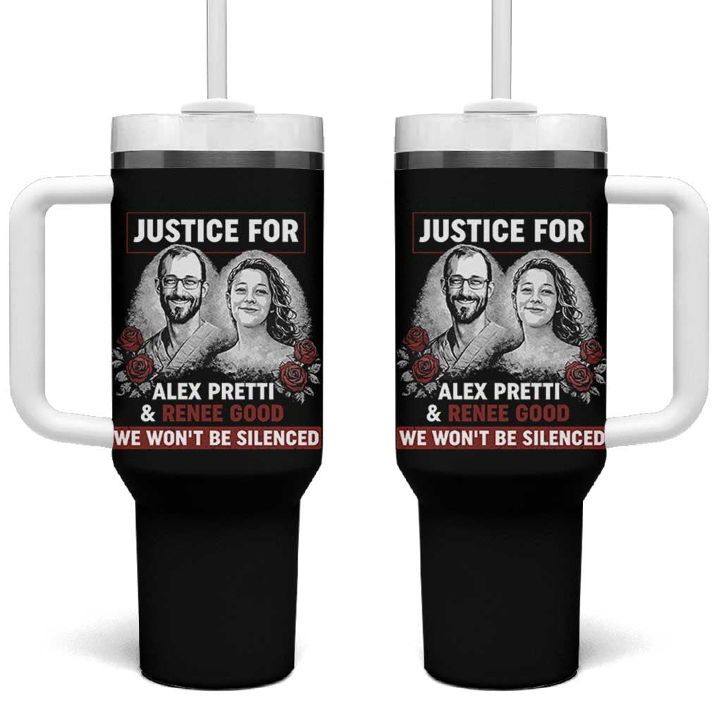 Justice for Alex Pretti and Renee Good Tumbler With Handle We Won’t Be Silenced Minnesota Resistance Protest