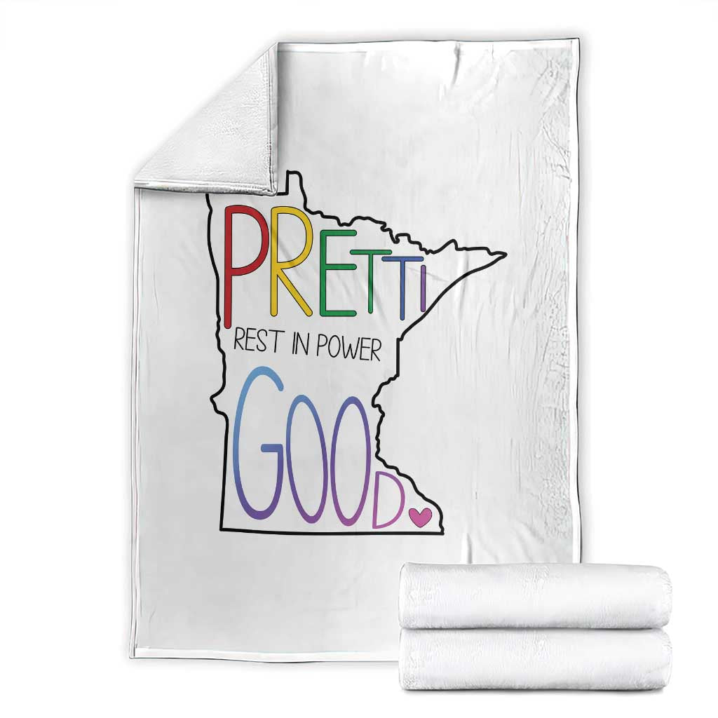 Pretti Good Minnesota Tribute Throw Blanket Rest in Power Rainbow Memorial
