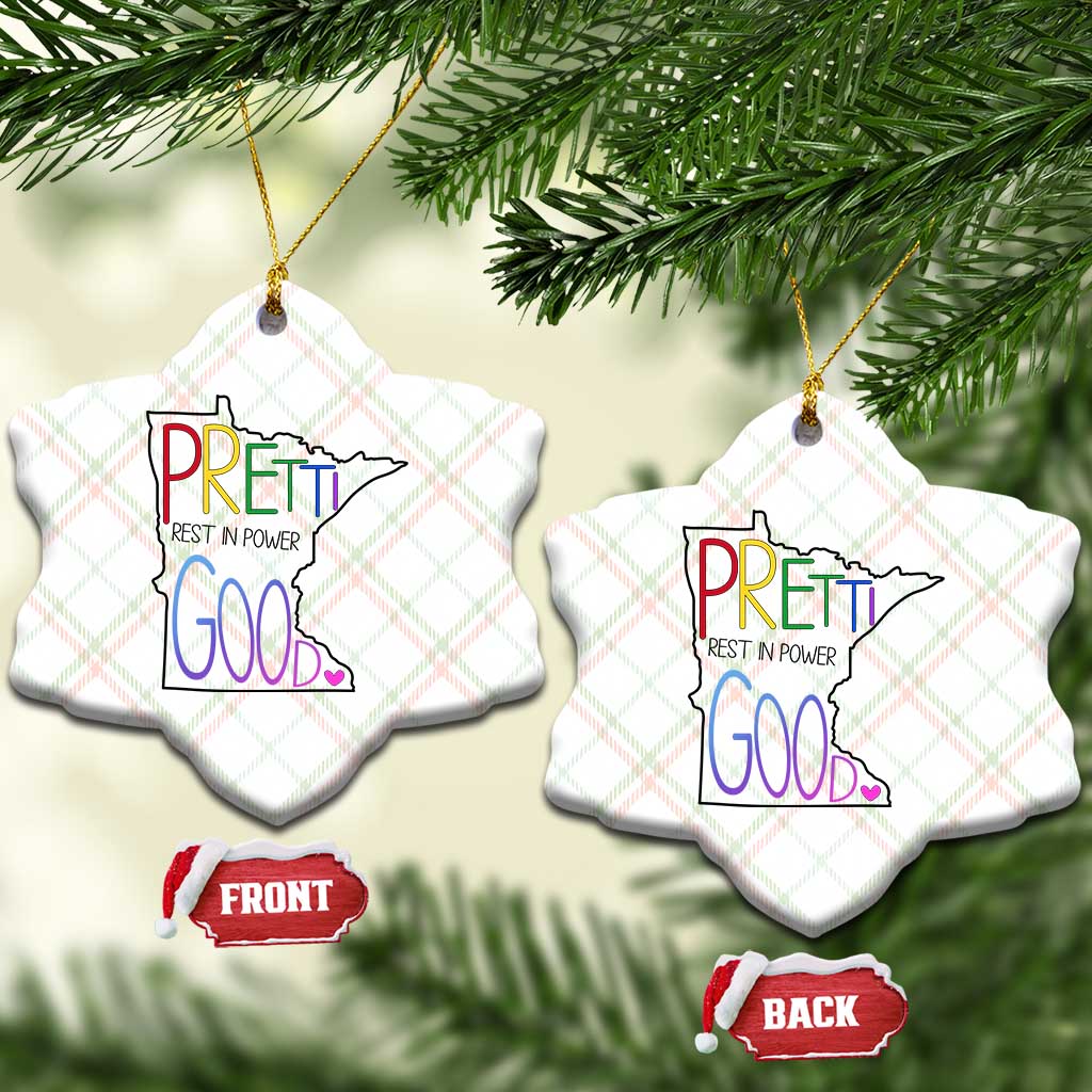 Pretti Good Minnesota Tribute Ceramic Ornament Rest in Power Rainbow Memorial