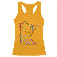 Pretti Good Minnesota Tribute Racerback Tank Top Rest in Power Rainbow Memorial