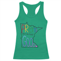 Pretti Good Minnesota Tribute Racerback Tank Top Rest in Power Rainbow Memorial