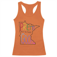 Pretti Good Minnesota Tribute Racerback Tank Top Rest in Power Rainbow Memorial