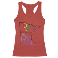 Pretti Good Minnesota Tribute Racerback Tank Top Rest in Power Rainbow Memorial
