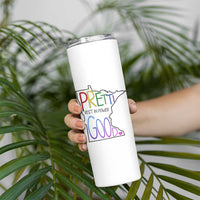 Pretti Good Minnesota Tribute Skinny Tumbler Rest in Power Rainbow Memorial