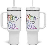 Pretti Good Minnesota Tribute Tumbler With Handle Rest in Power Rainbow Memorial