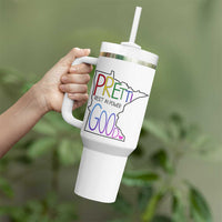 Pretti Good Minnesota Tribute Tumbler With Handle Rest in Power Rainbow Memorial