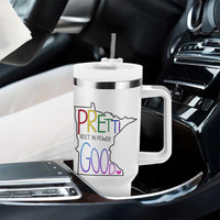 Pretti Good Minnesota Tribute Tumbler With Handle Rest in Power Rainbow Memorial