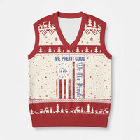 Be Pretti Good 1776 Flag V-Neck Knit Sweater Vest We The People Patriotic Protest