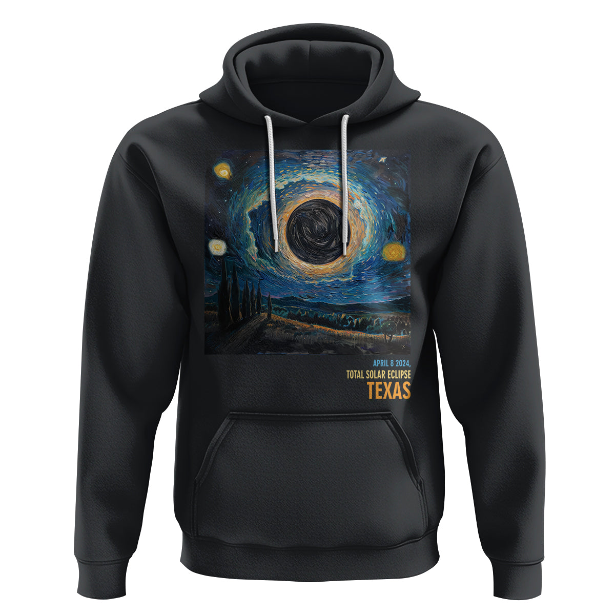 Total Solar Eclipse Hoodie April 8 2024 Starry Night Totality - Wonder Print Shop