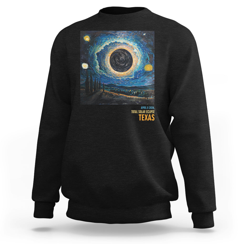 Total Solar Eclipse Sweatshirt April 8 2024 Starry Night Totality - Wonder Print Shop