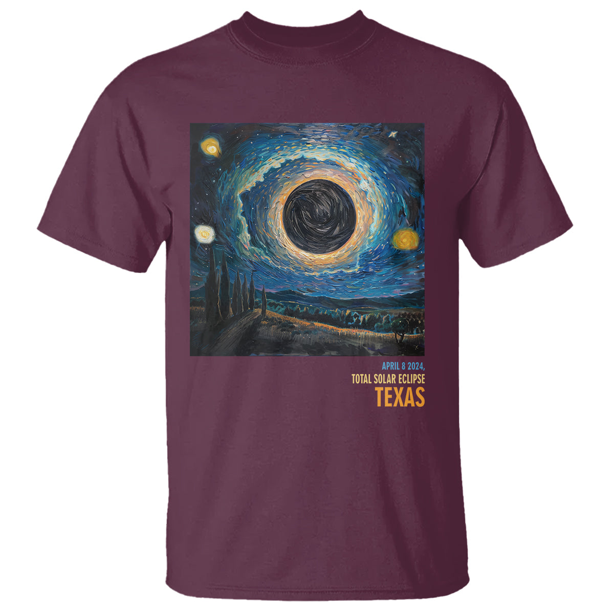 Total Solar Eclipse T Shirt April 8 2024 Starry Night Totality - Wonder Print Shop