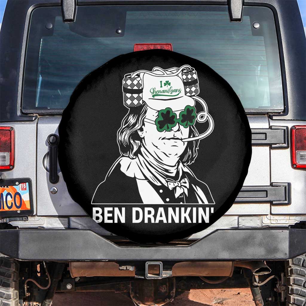 Funny St Patrick's Day Ben Dranking Spare Tire Cover Benjamin Franklin Retro Saint Paddy's Day