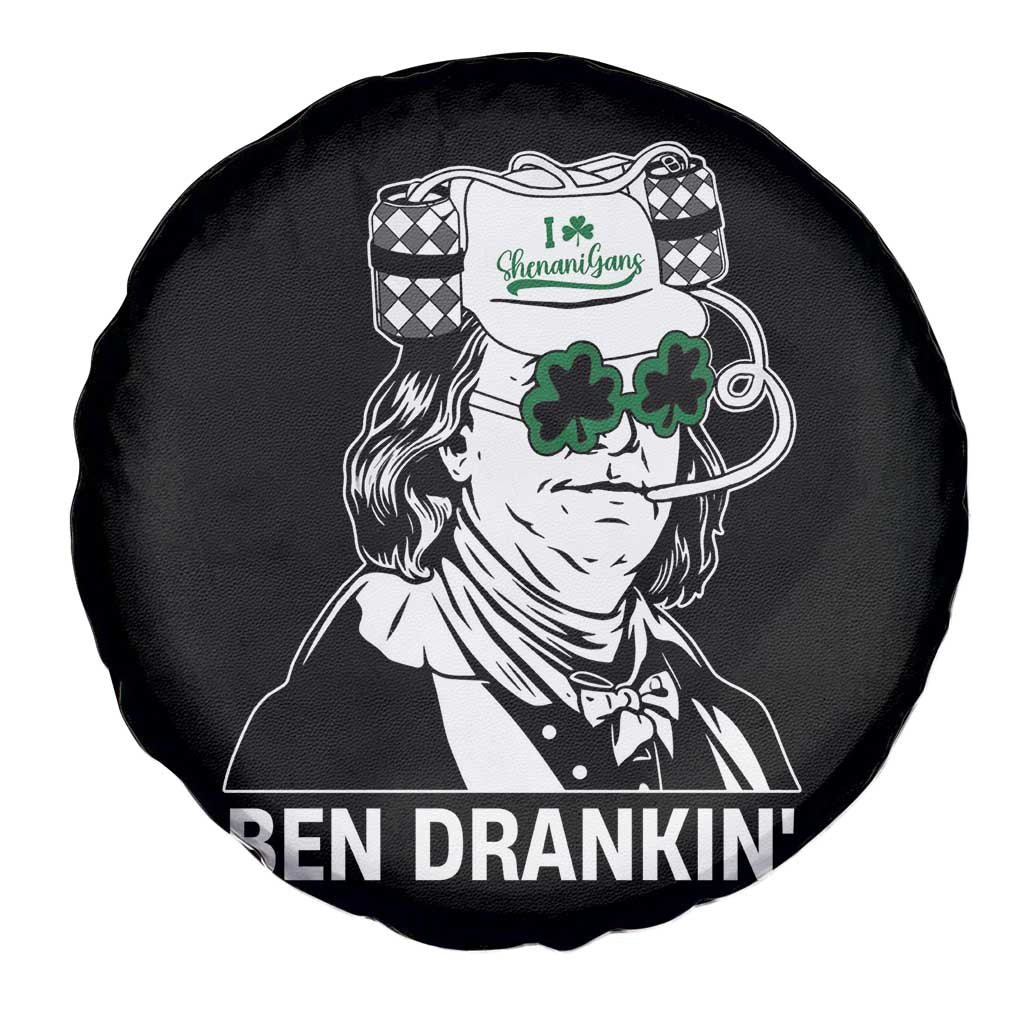 Funny St Patrick's Day Ben Dranking Spare Tire Cover Benjamin Franklin Retro Saint Paddy's Day