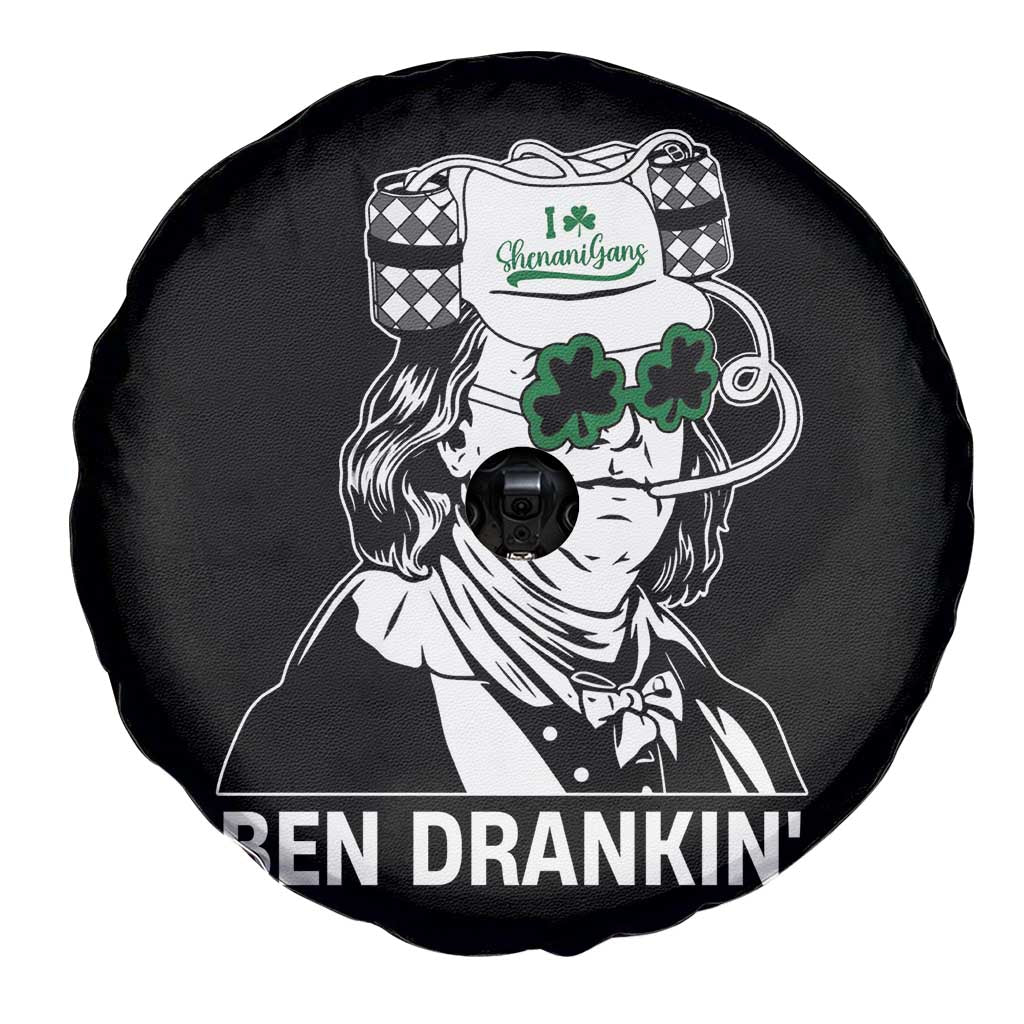 Funny St Patrick's Day Ben Dranking Spare Tire Cover Benjamin Franklin Retro Saint Paddy's Day