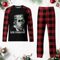 Funny St Patrick's Day Ben Dranking Plaid Pajama Set Benjamin Franklin Retro Saint Paddy's Day - Wonder Print Shop