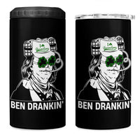Funny St Patrick's Day Ben Dranking 4 in 1 Can Cooler Tumbler Benjamin Franklin Retro Saint Paddy's Day