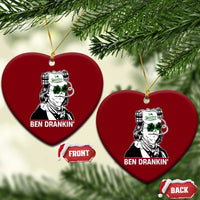 Funny St Patrick's Day Ben Dranking Ceramic Ornament Benjamin Franklin Retro Saint Paddy's Day - Wonder Print Shop