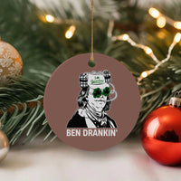 Funny St Patrick's Day Ben Dranking Ceramic Ornament Benjamin Franklin Retro Saint Paddy's Day - Wonder Print Shop