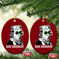 Funny St Patrick's Day Ben Dranking Ceramic Ornament Benjamin Franklin Retro Saint Paddy's Day - Wonder Print Shop