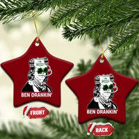 Funny St Patrick's Day Ben Dranking Ceramic Ornament Benjamin Franklin Retro Saint Paddy's Day - Wonder Print Shop