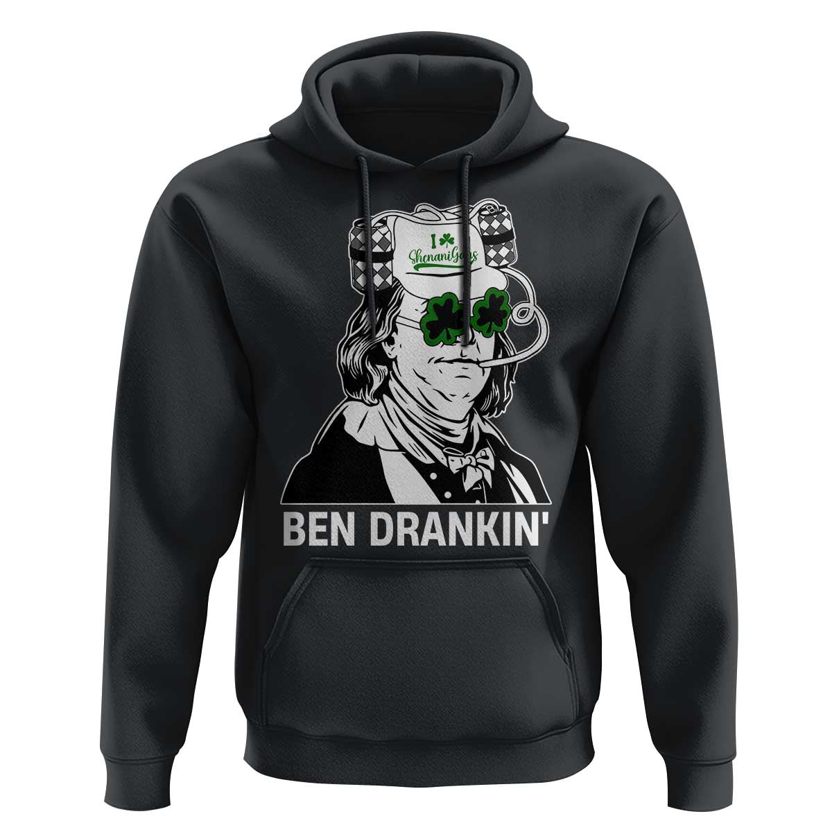 Funny St Patrick's Day Ben Dranking Hoodie Benjamin Franklin Retro Saint Paddy's Day