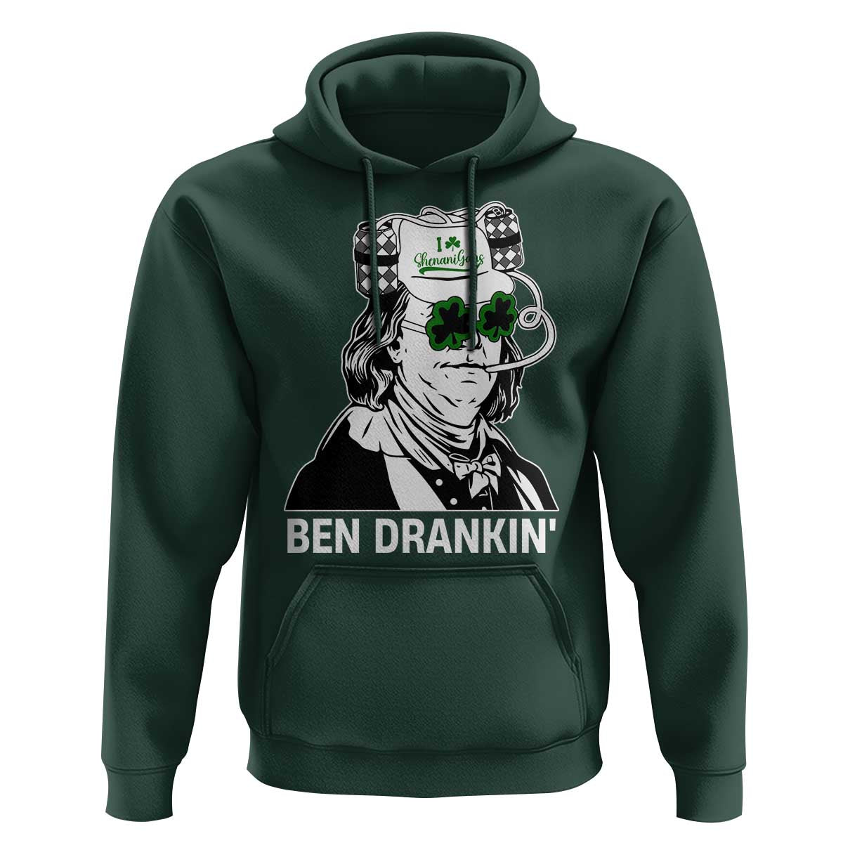Funny St Patrick's Day Ben Dranking Hoodie Benjamin Franklin Retro Saint Paddy's Day