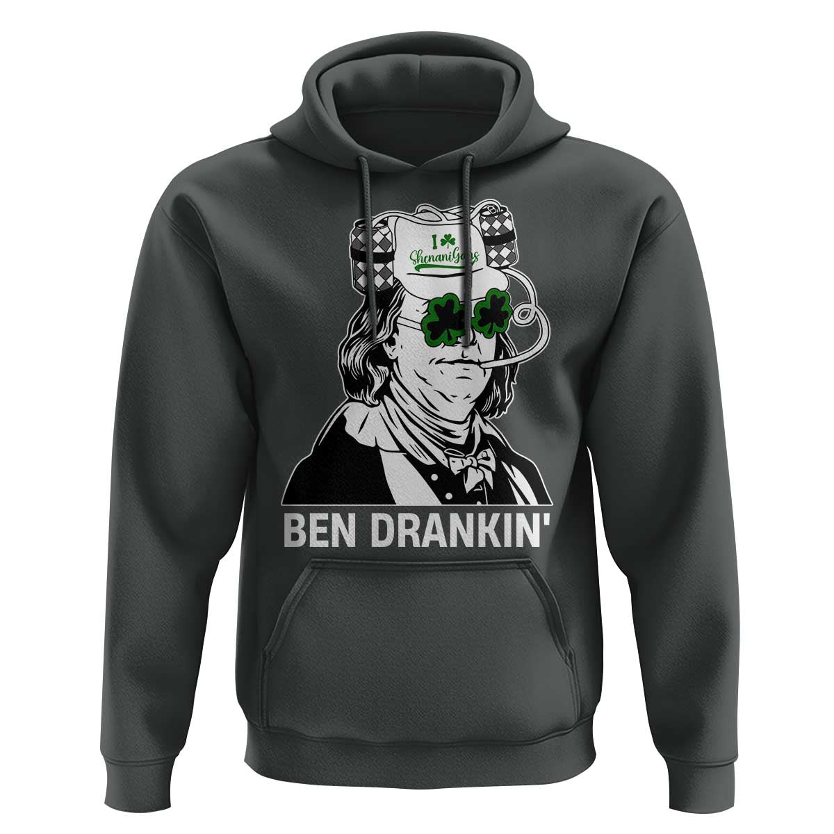 Funny St Patrick's Day Ben Dranking Hoodie Benjamin Franklin Retro Saint Paddy's Day