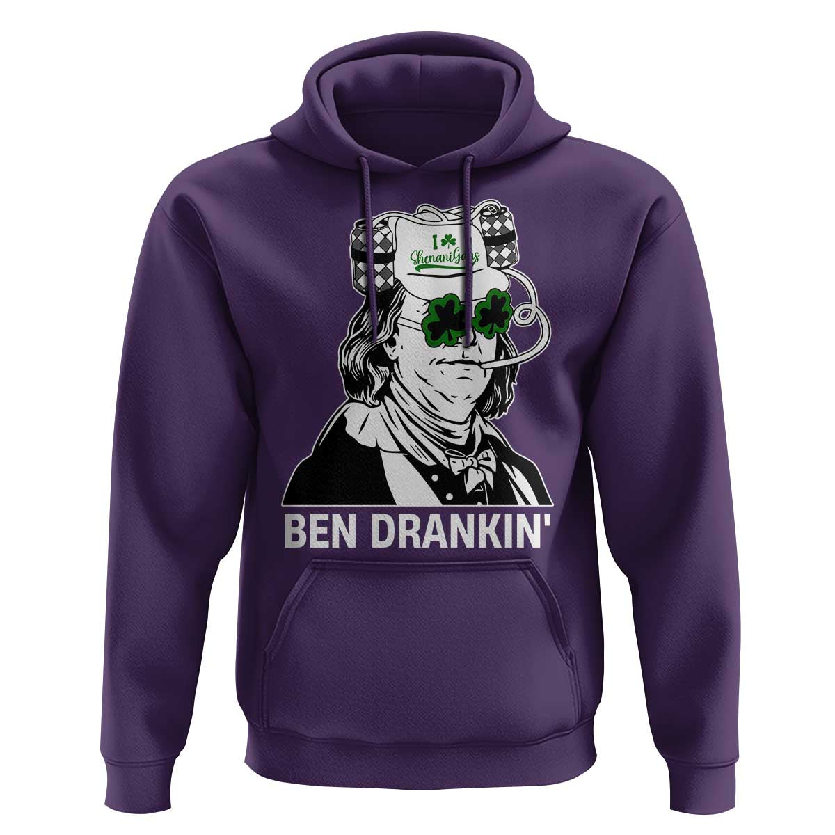 Funny St Patrick's Day Ben Dranking Hoodie Benjamin Franklin Retro Saint Paddy's Day