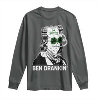 Funny St Patrick's Day Ben Dranking Long Sleeve Shirt Benjamin Franklin Retro Saint Paddy's Day