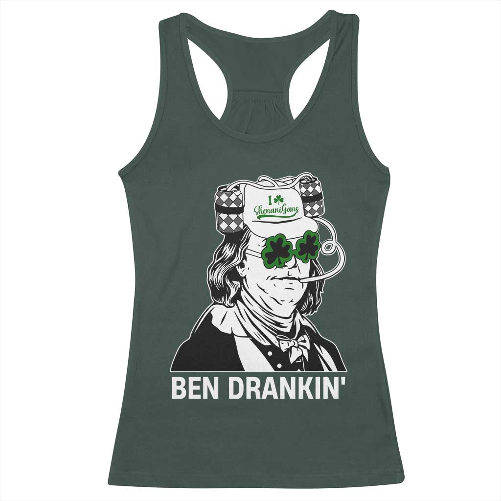 Funny St Patrick's Day Ben Dranking Racerback Tank Top Benjamin Franklin Retro Saint Paddy's Day