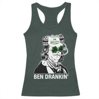 Funny St Patrick's Day Ben Dranking Racerback Tank Top Benjamin Franklin Retro Saint Paddy's Day