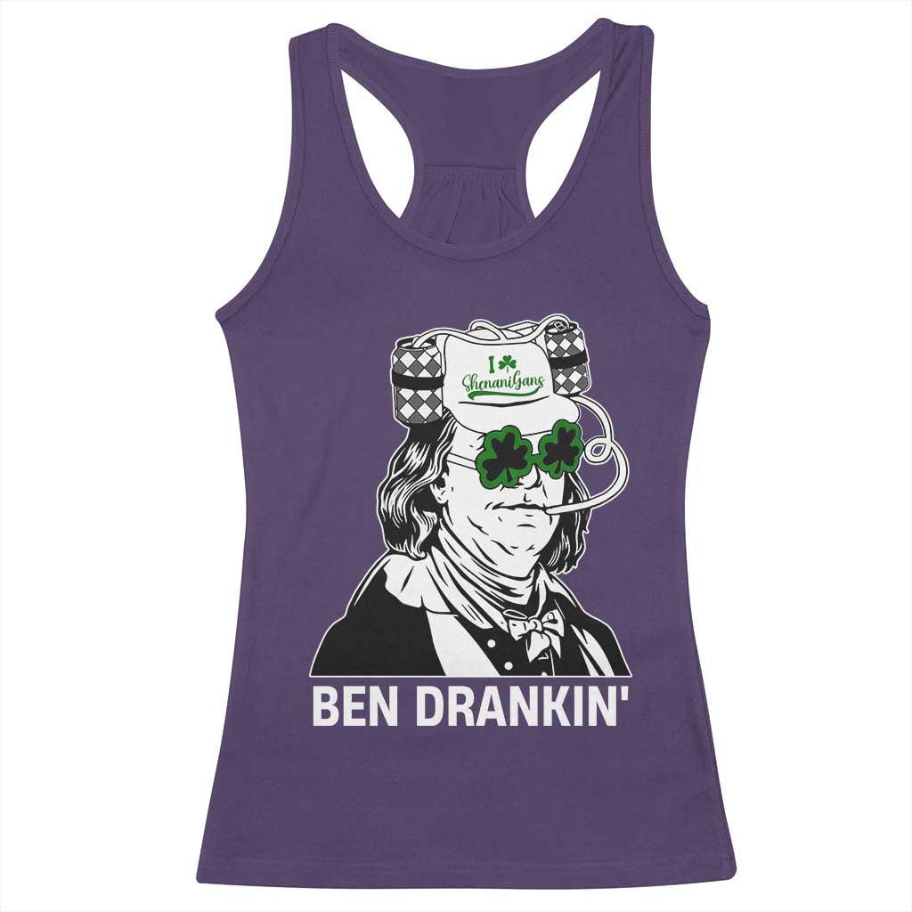Funny St Patrick's Day Ben Dranking Racerback Tank Top Benjamin Franklin Retro Saint Paddy's Day