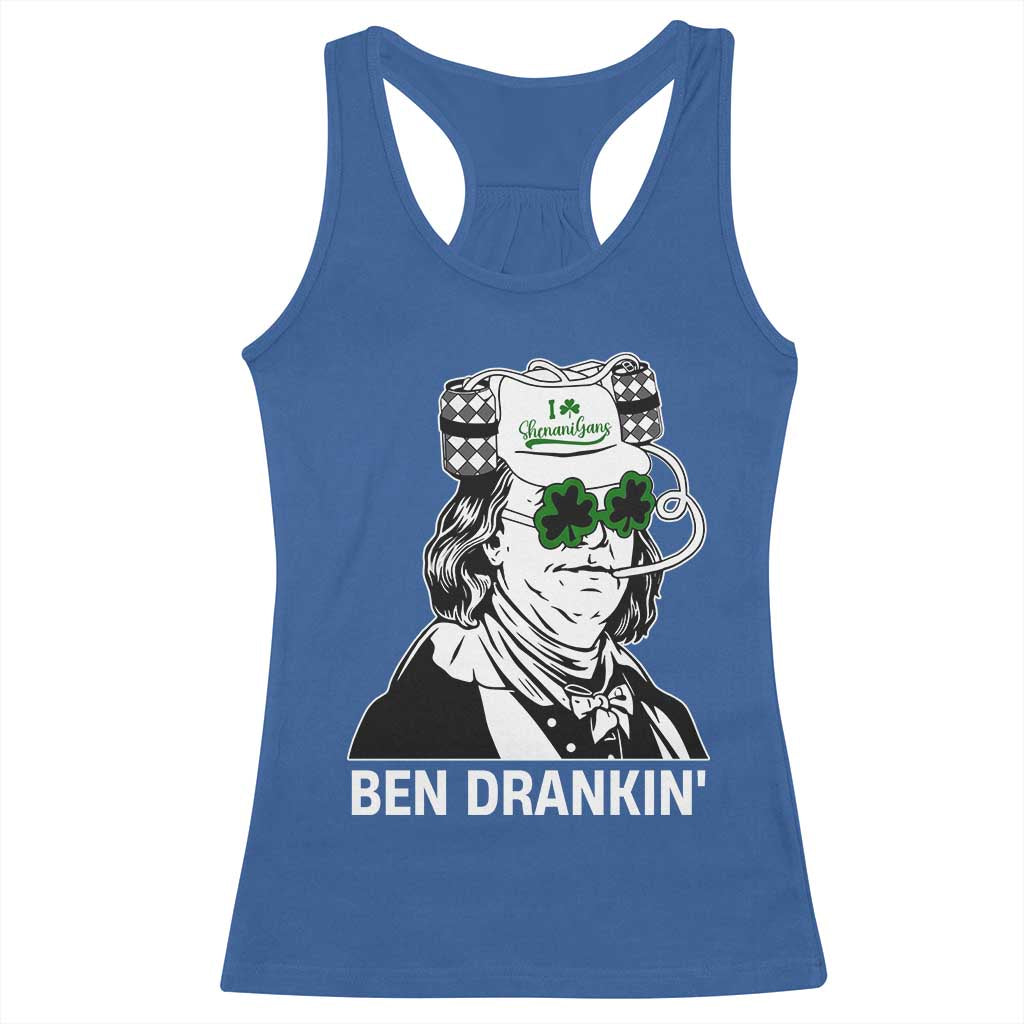 Funny St Patrick's Day Ben Dranking Racerback Tank Top Benjamin Franklin Retro Saint Paddy's Day