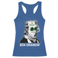 Funny St Patrick's Day Ben Dranking Racerback Tank Top Benjamin Franklin Retro Saint Paddy's Day