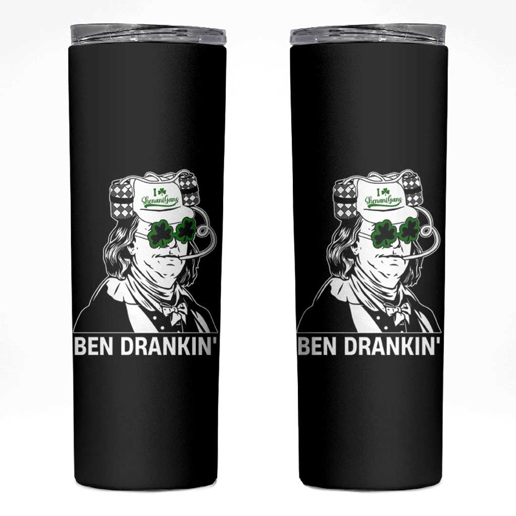 Funny St Patrick's Day Ben Dranking Skinny Tumbler Benjamin Franklin Retro Saint Paddy's Day