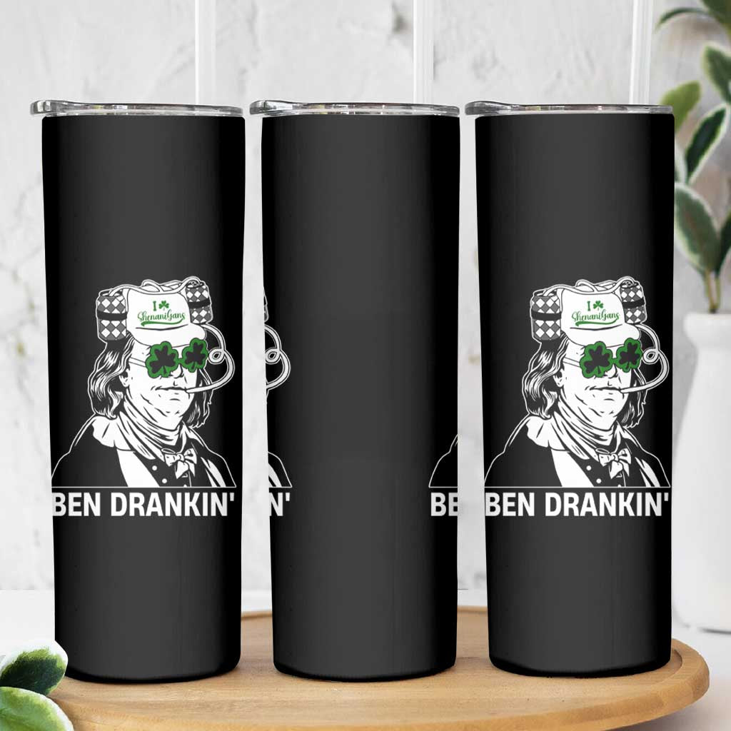 Funny St Patrick's Day Ben Dranking Skinny Tumbler Benjamin Franklin Retro Saint Paddy's Day