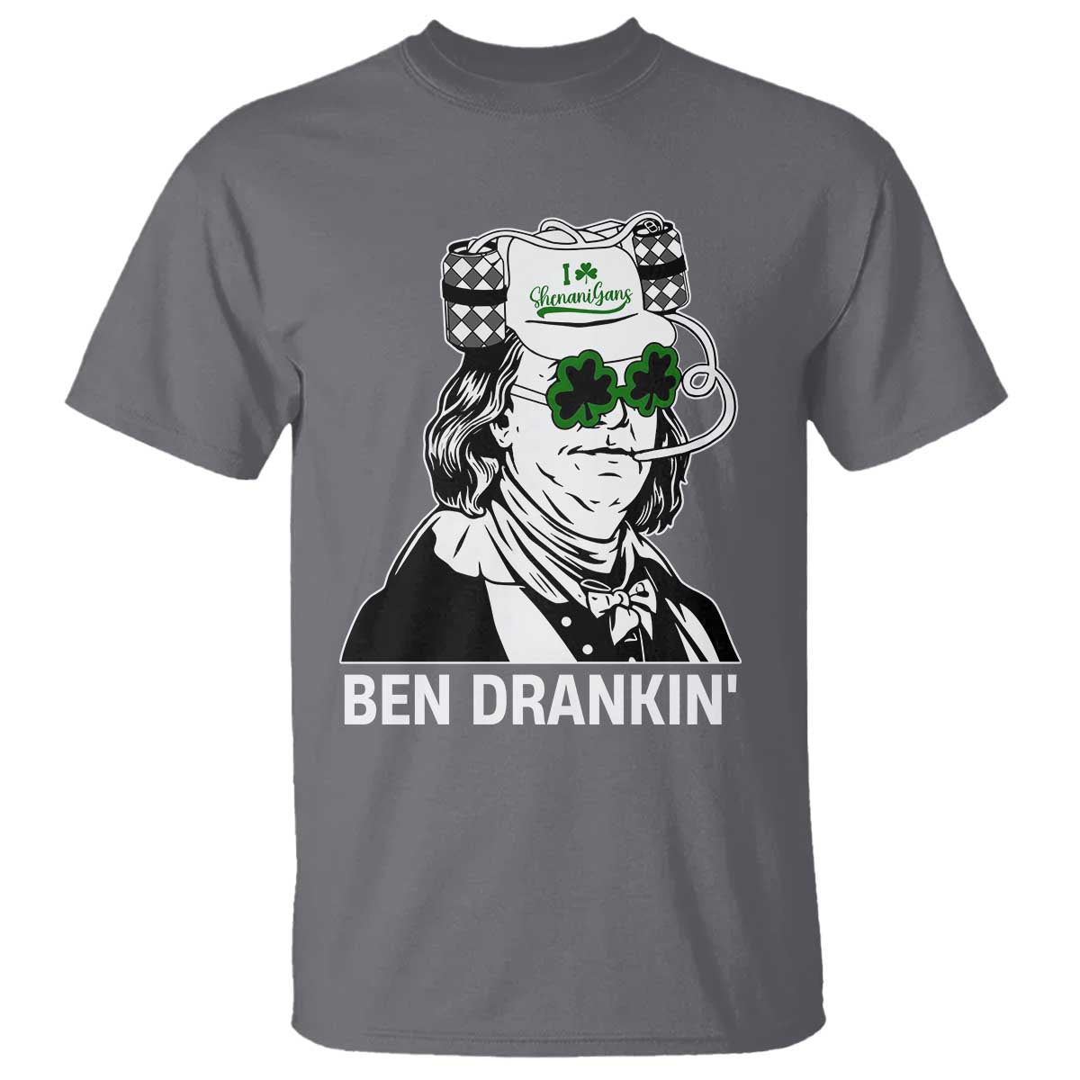 Funny St Patrick's Day Ben Dranking T Shirt Benjamin Franklin Retro Saint Paddy's Day
