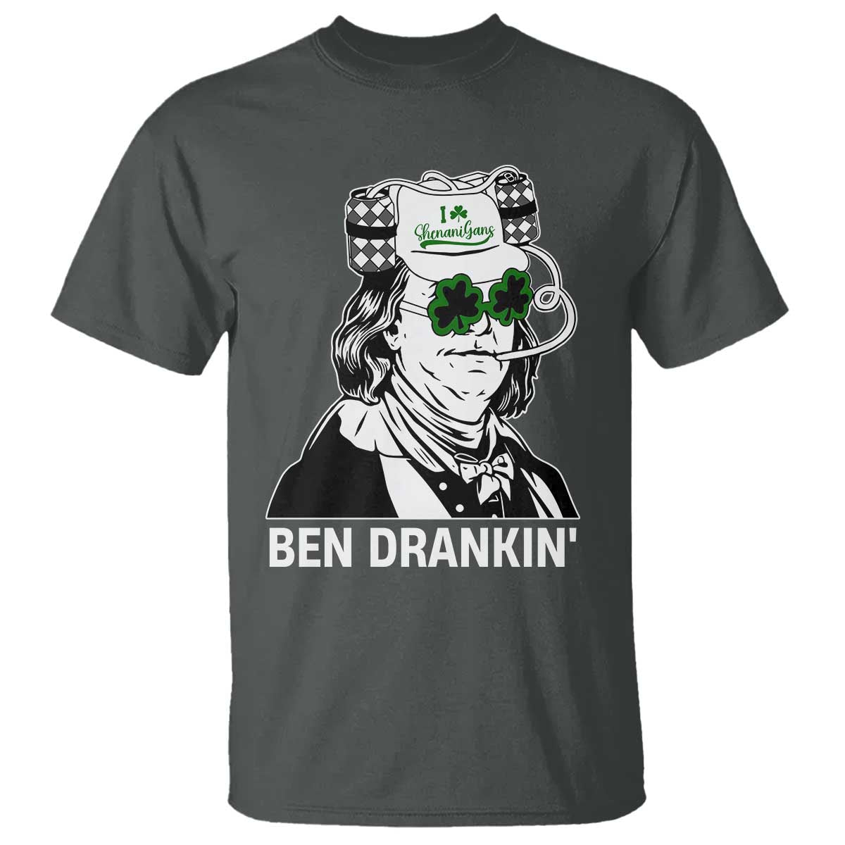 Funny St Patrick's Day Ben Dranking T Shirt Benjamin Franklin Retro Saint Paddy's Day