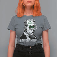Funny St Patrick's Day Ben Dranking T Shirt For Women Benjamin Franklin Retro Saint Paddy's Day