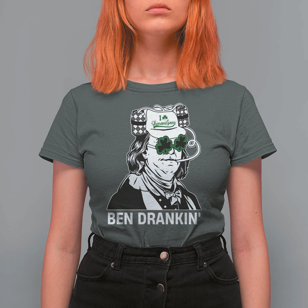 Funny St Patrick's Day Ben Dranking T Shirt For Women Benjamin Franklin Retro Saint Paddy's Day