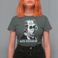 Funny St Patrick's Day Ben Dranking T Shirt For Women Benjamin Franklin Retro Saint Paddy's Day