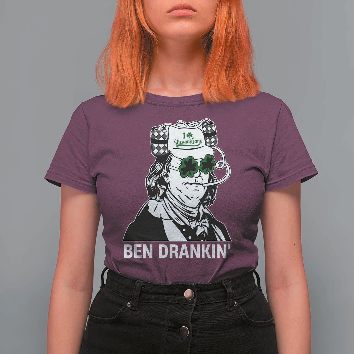 Funny St Patrick's Day Ben Dranking T Shirt For Women Benjamin Franklin Retro Saint Paddy's Day
