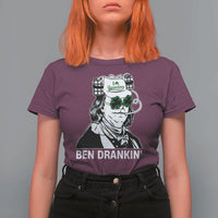 Funny St Patrick's Day Ben Dranking T Shirt For Women Benjamin Franklin Retro Saint Paddy's Day