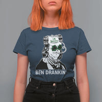 Funny St Patrick's Day Ben Dranking T Shirt For Women Benjamin Franklin Retro Saint Paddy's Day