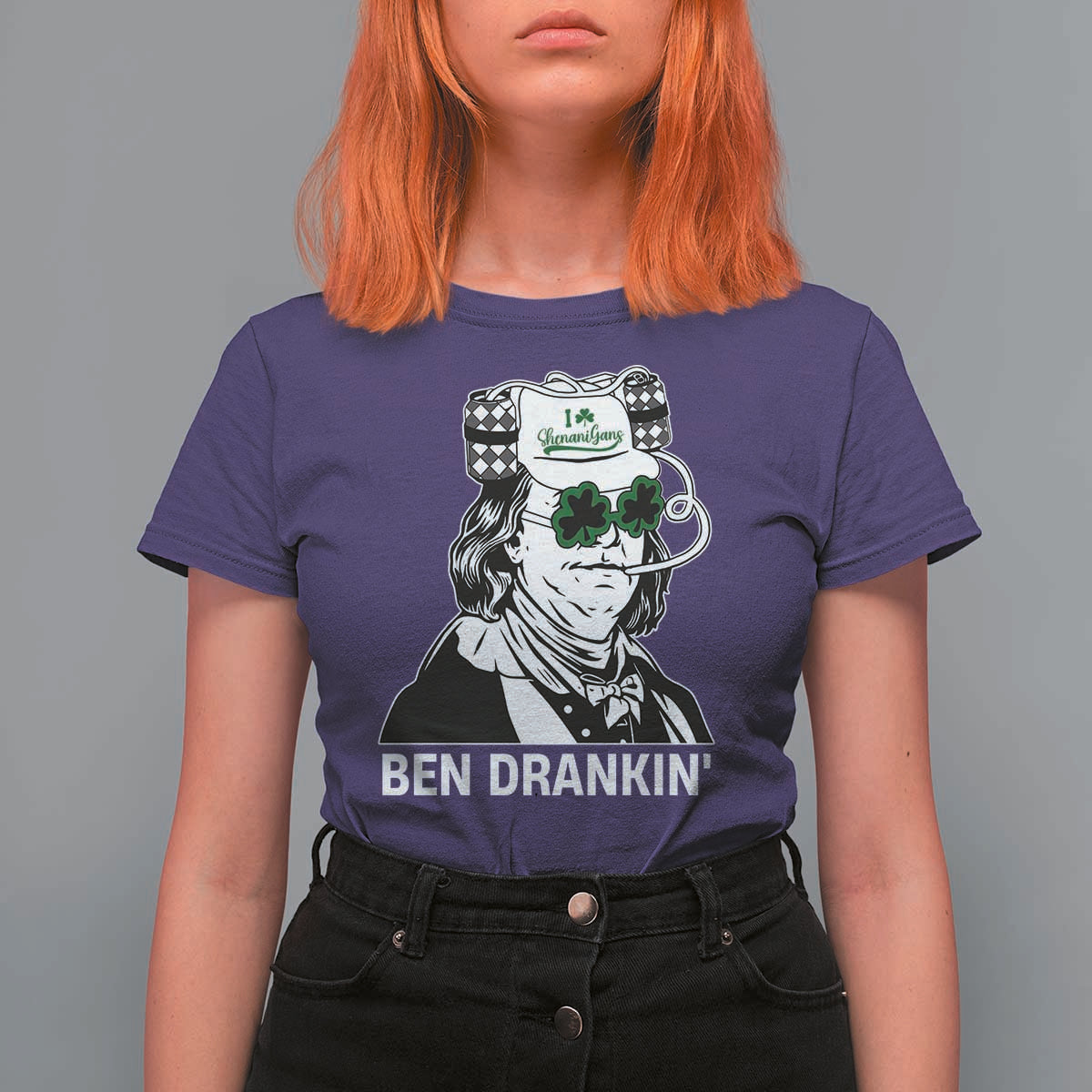 Funny St Patrick's Day Ben Dranking T Shirt For Women Benjamin Franklin Retro Saint Paddy's Day