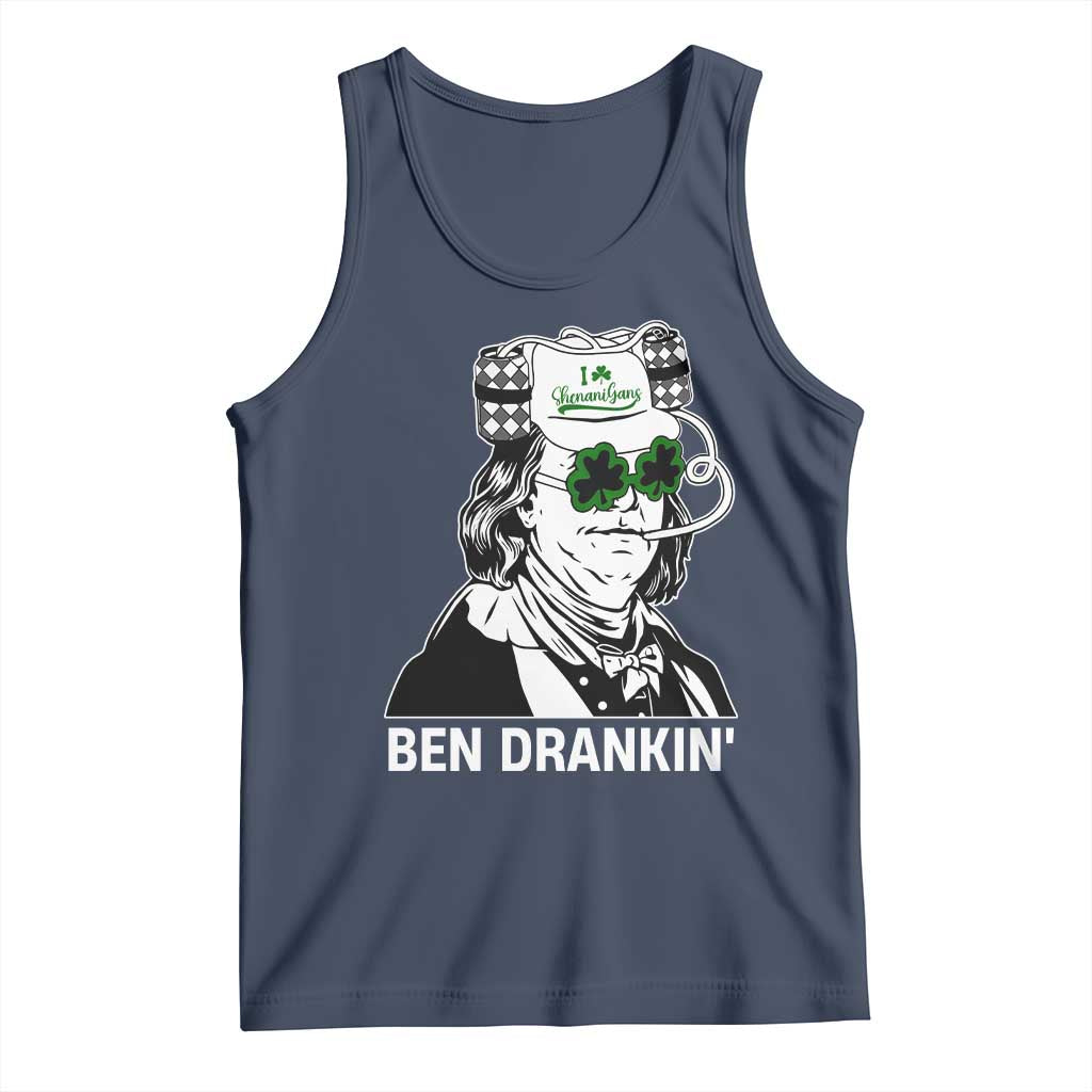 Funny St Patrick's Day Ben Dranking Tank Top Benjamin Franklin Retro Saint Paddy's Day