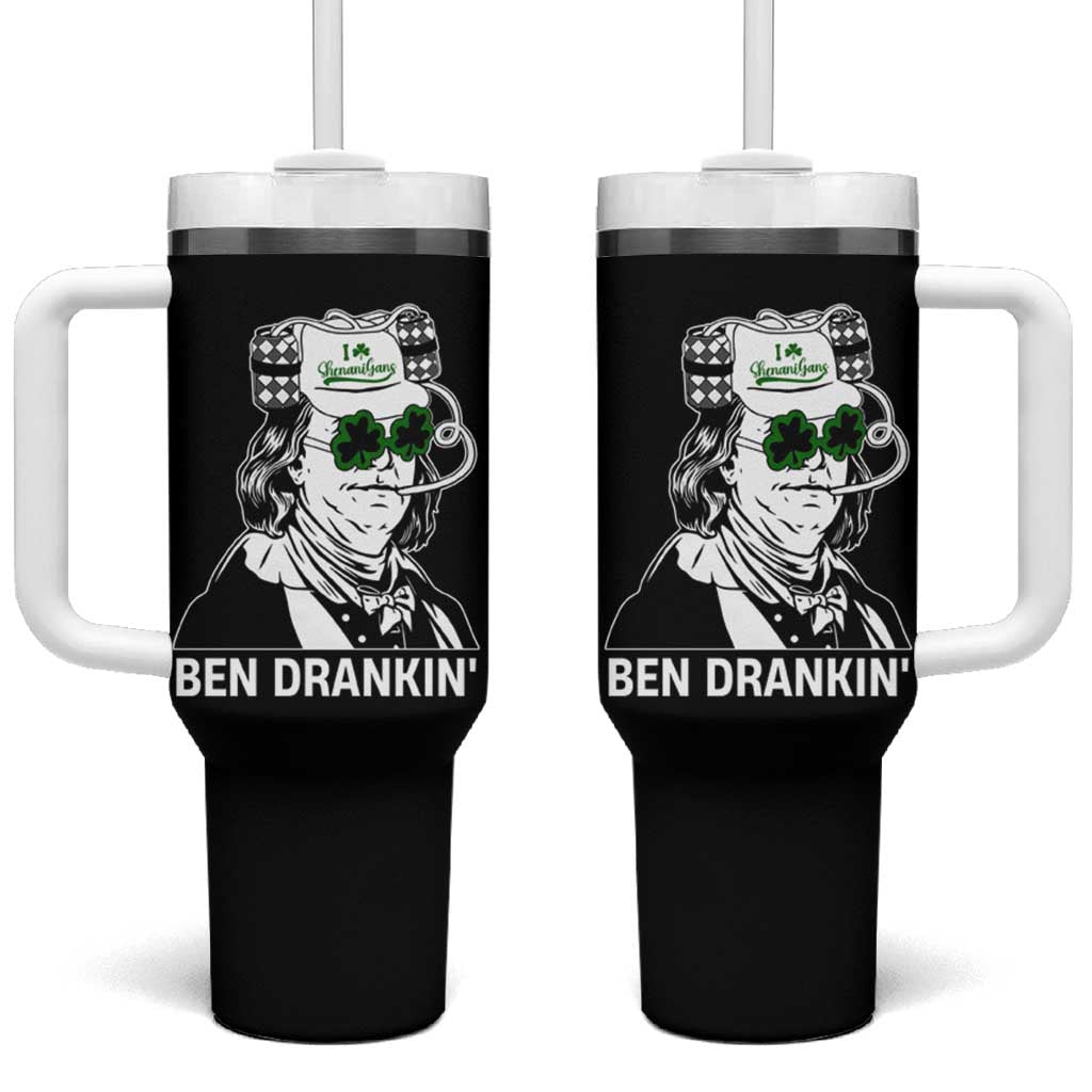 Funny St Patrick's Day Ben Dranking Tumbler With Handle Benjamin Franklin Retro Saint Paddy's Day