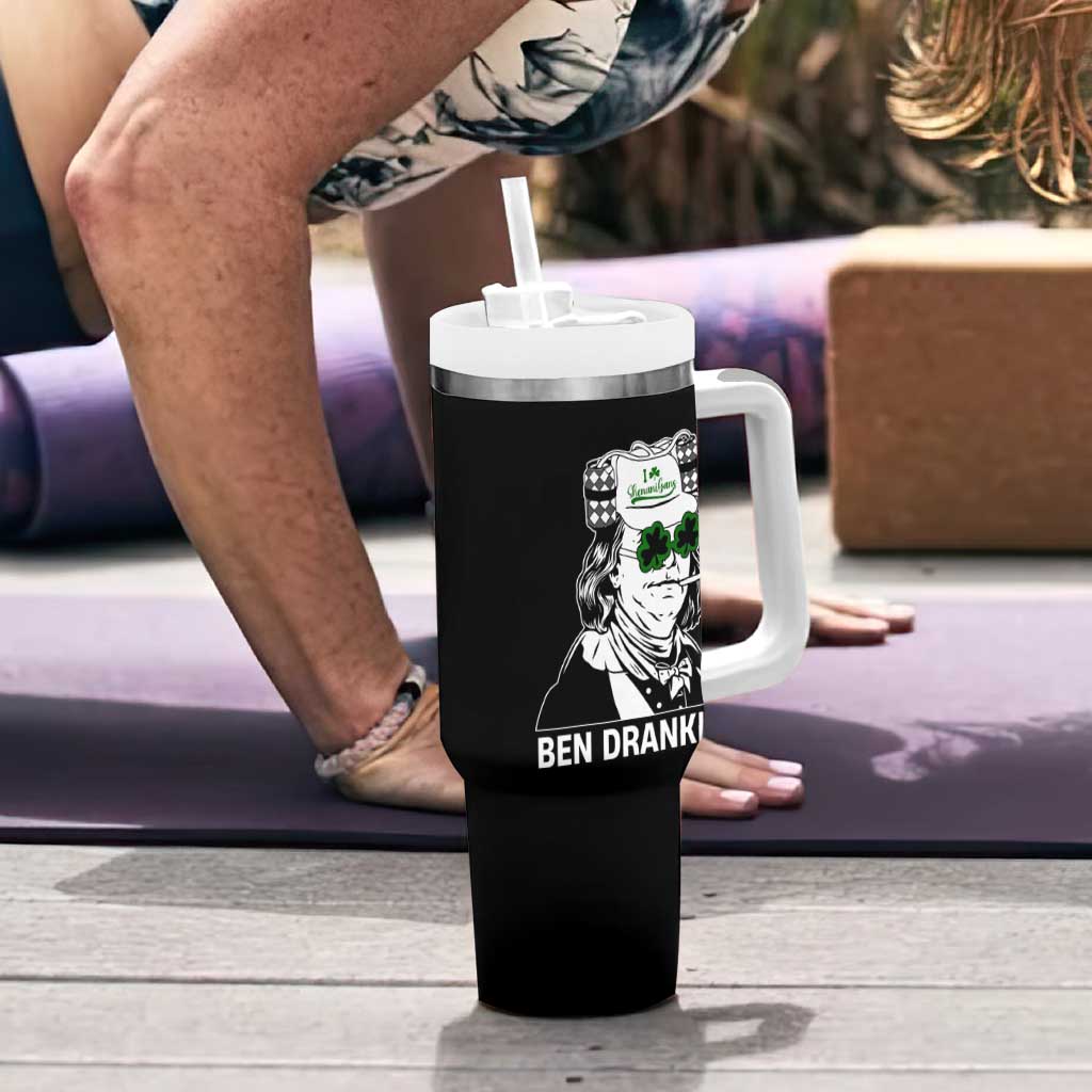 Funny St Patrick's Day Ben Dranking Tumbler With Handle Benjamin Franklin Retro Saint Paddy's Day